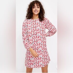Ann Taylor LOFT Women’s Cherry Print Shift Dress Ballon Sleeves Size S